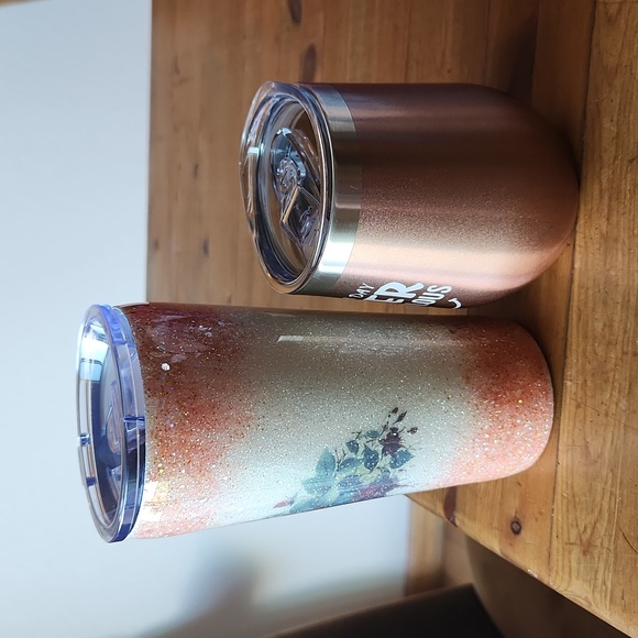 Glitter Gold & Silver 20oz Tumbler with Roses & 10oz "Not a Day Over Fabulous" - Picture 2 of 11